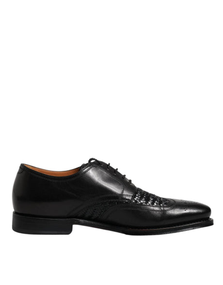 Dolce & Gabbana Black Leather Derby Wingtip Lace Up Formal Dress Shoes - Hilstor