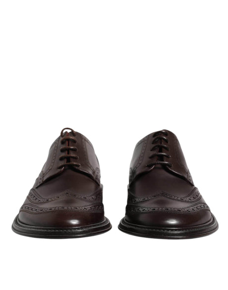 Dolce & Gabbana Brown Leather Derby Wingtip Lace Up Formal Dress Shoes - Hilstor