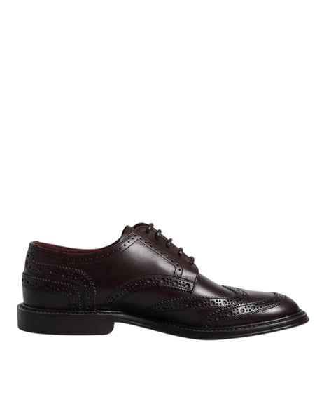 Dolce & Gabbana Brown Leather Derby Wingtip Lace Up Formal Dress Shoes - Hilstor