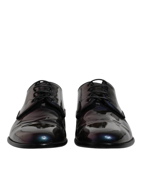 Dolce & Gabbana Multicolor Peacock Patent Leather Derby Men Dress Shoes - Hilstor