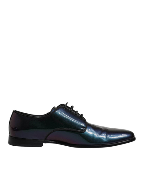 Dolce & Gabbana Multicolor Peacock Patent Leather Derby Men Dress Shoes - Hilstor