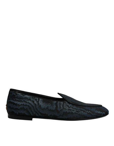 Dolce & Gabbana Blue Black Flats Men Loafers Dress Shoes - Hilstor