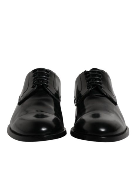 Dolce & Gabbana Black Calfskin Leather Derby Lace Up Formal Dress Shoes - Hilstor