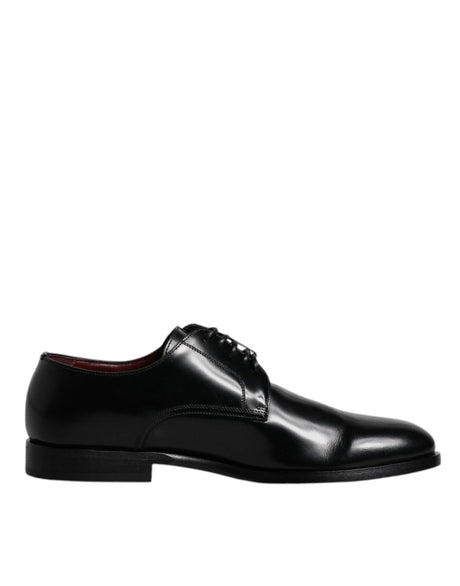 Dolce & Gabbana Black Calfskin Leather Derby Lace Up Formal Dress Shoes - Hilstor