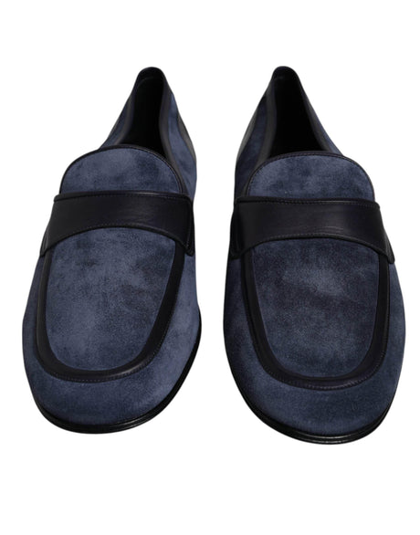 Dolce & Gabbana Blue Suede Leather Shoes Loafer Moccasin Shoes - Hilstor