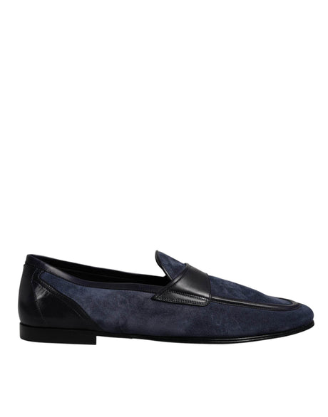 Dolce & Gabbana Blue Suede Leather Shoes Loafer Moccasin Shoes - Hilstor