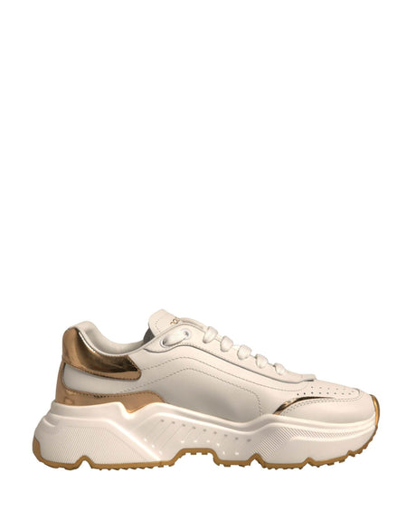 Dolce & Gabbana White Gold Daymaster Low Top Sneakers Shoes - Hilstor
