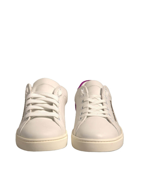 Dolce & Gabbana White Suede Leather Low Top Sneakers Shoes - Hilstor