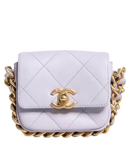 Chanel Blue Quilted Calfskin Framing Chain Flap Mini crossbody Bag - Hilstor