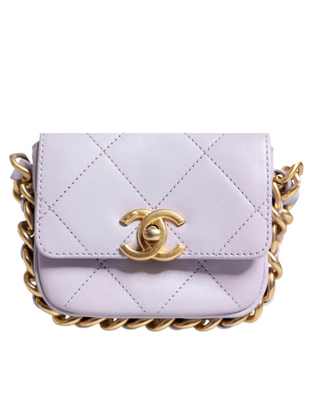 Chanel Blue Quilted Calfskin Framing Chain Flap Mini crossbody Bag - Hilstor