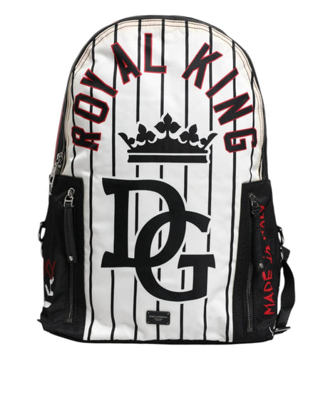 Dolce & Gabbana Black White Vulcano Royal King Print Men Backpack Bag - Hilstor