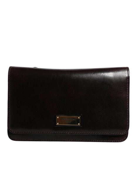 Dolce & Gabbana Maroon Horse Leather Logo Plaque Mini Crossbody Bag - Hilstor