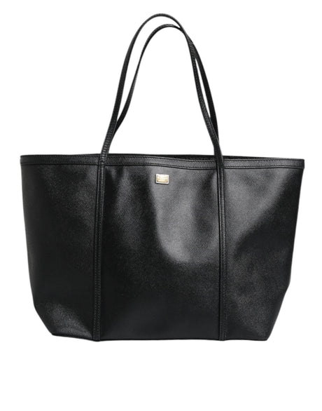 Dolce & Gabbana Black Leather Miss Escape Shopping Tote Bag - Hilstor