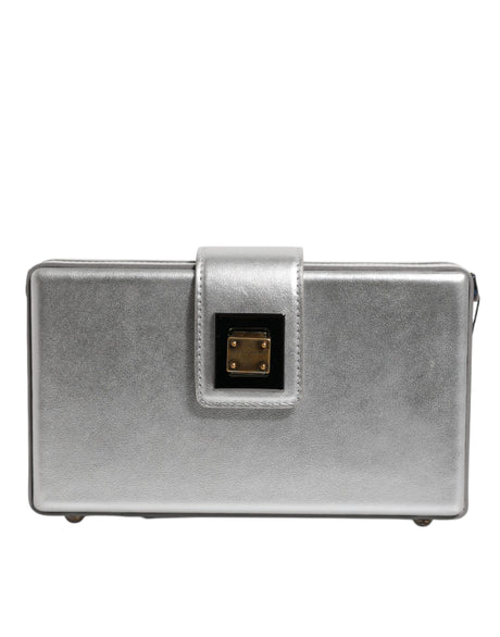 Dolce & Gabbana Metallic Silver DG BOX Leather Shoulder Strap Bag