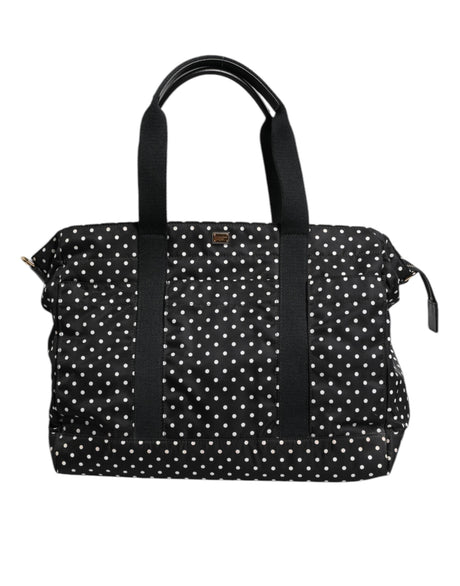 Dolce & Gabbana Black PolkaDot Nylon Shoulder Baby Tote Diaper Bag - Hilstor