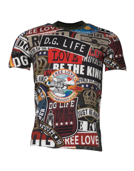Dolce & Gabbana Multicolor Graphic Print Cotton Crew Neck T-shirt - Hilstor