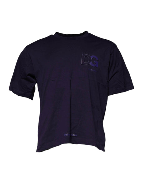 Dolce & Gabbana Purple DG Logo Cotton Crew Neck T-shirt - Hilstor