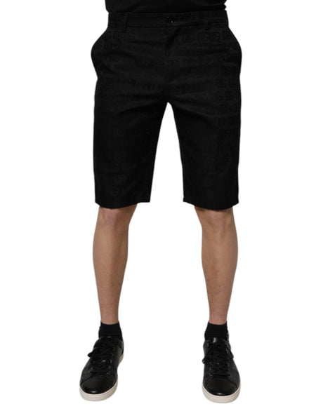 Dolce & Gabbana Black Cotton Casual Mid Waist Chino Shorts - Hilstor