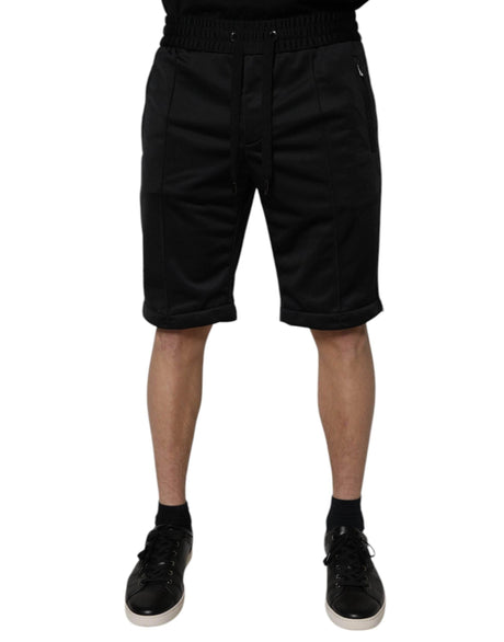 Dolce & Gabbana Black Polyester Mid Waist Men Bermuda Shorts - Hilstor