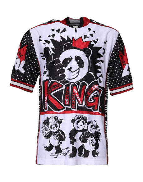 Dolce & Gabbana Multicolor King Panda Print Zipper Collar T-shirt - Hilstor
