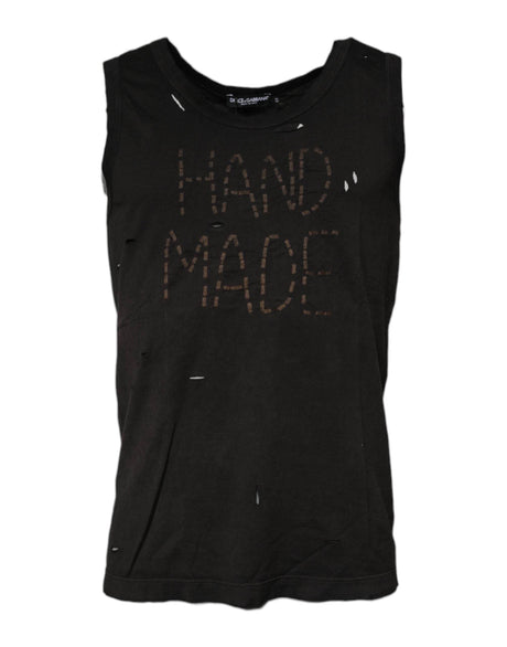 Dolce & Gabbana Black Sleeveless Round Neck Tank T-shirt - Hilstor