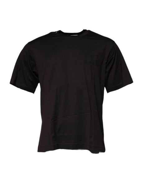 Dolce & Gabbana Dark Brown Logo Cotton Crew Neck T-shirt - Hilstor