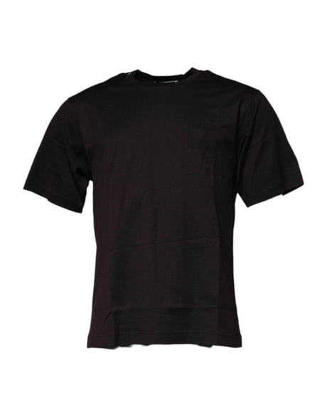 Dolce & Gabbana Dark Brown Logo Cotton Crew Neck T-shirt - Hilstor
