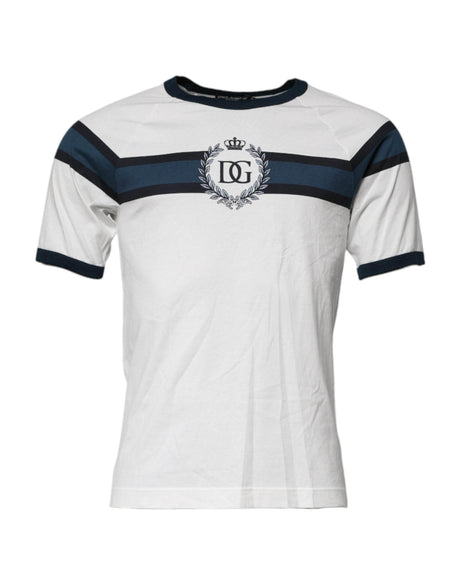 Dolce & Gabbana White Logo Print Cotton Men Crew Neck T-shirt - Hilstor