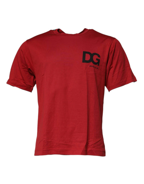 Dolce & Gabbana Red DG Logo Cotton Crew Neck T-shirt - Hilstor