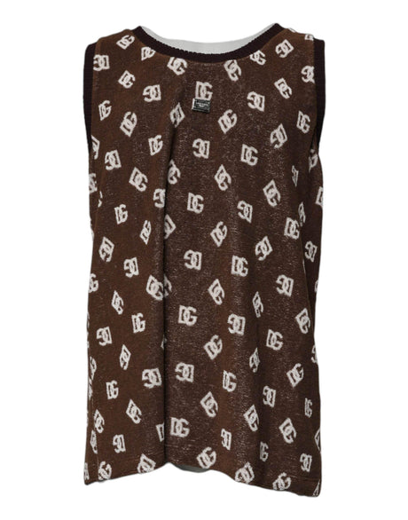 Dolce & Gabbana Brown Logo Monogram Cotton Crew Neck T-shirt - Hilstor