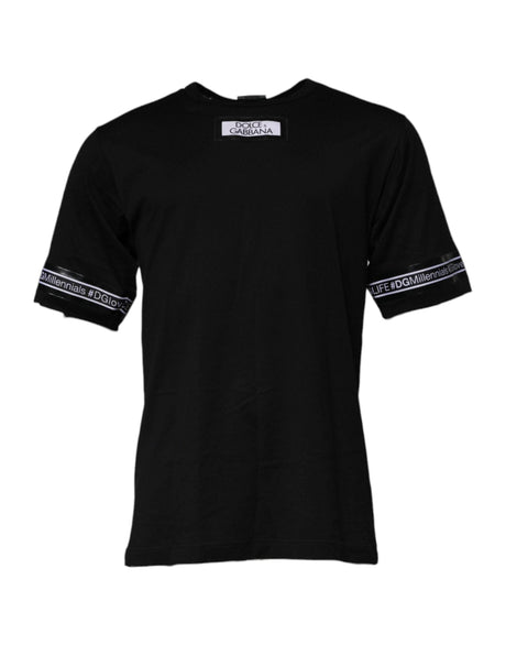 Dolce & Gabbana Black #DGMILLENNIALS Cotton Crew Neck T-shirt - Hilstor