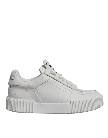 Dolce & Gabbana White Miami Leather Low Top Sneakers Shoes - Hilstor