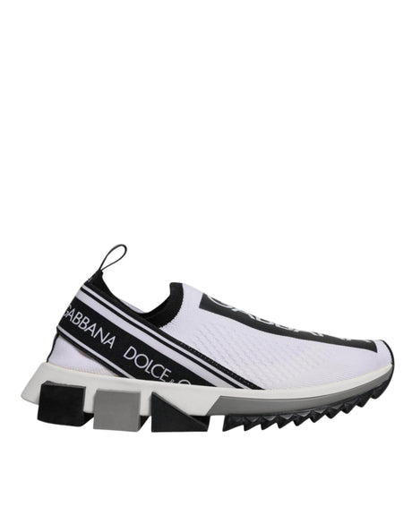 Dolce & Gabbana White Black Slip On Sorrento Sneakers Shoes - Hilstor