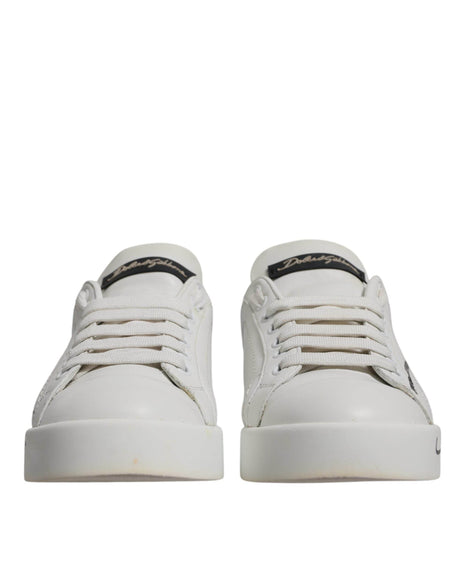 Dolce & Gabbana White Blue Logo Portofino Sneakers Shoes - Hilstor