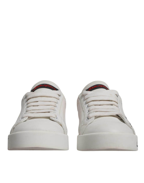 Dolce & Gabbana White Red Logo Portofino Sneakers Shoes - Hilstor
