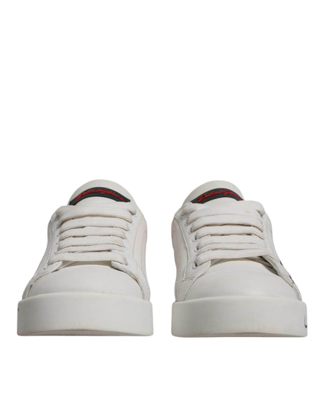 Dolce & Gabbana White Red Logo Portofino Sneakers Shoes - Hilstor