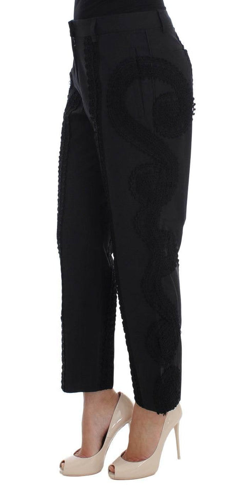 Dolce & Gabbana Black Cotton Stretch Torero Capris Pants - Hilstor
