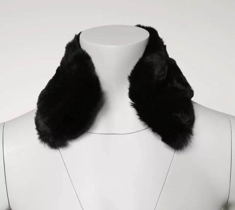 Dolce & Gabbana Black Lamb Fur Collar Women Neck Wrap Scarf - Hilstor