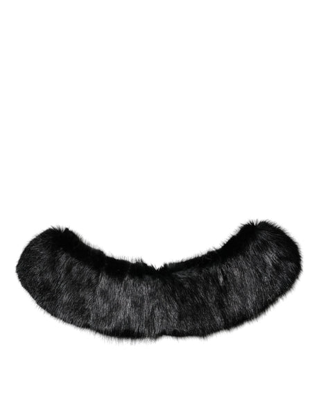 Dolce & Gabbana Black Fur Shawl Neck Wrap Cover Collar Scarf - Hilstor