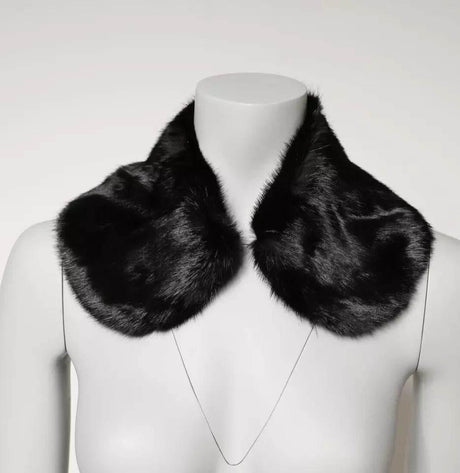 Dolce & Gabbana Black Fur Shawl Neck Wrap Cover Collar Scarf - Hilstor