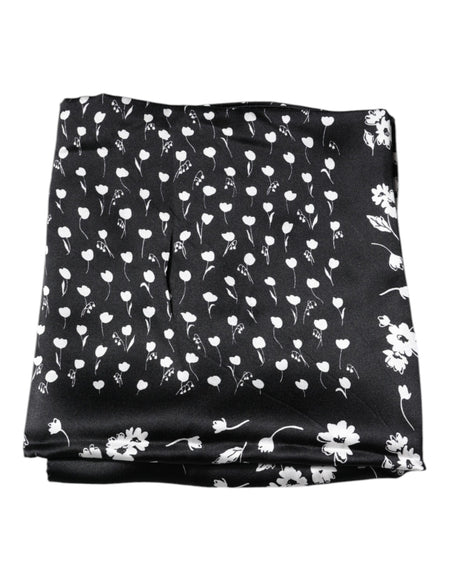 Dolce & Gabbana Black Floral Silk Square Wrap Shawl Scarf