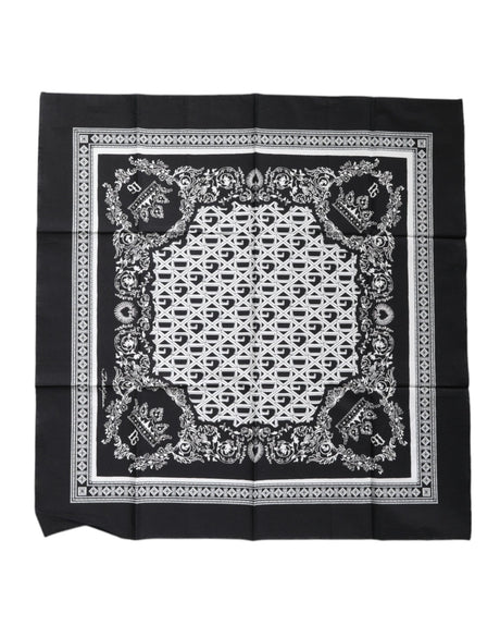 Dolce & Gabbana Black Logo Monogram Cotton Handkerchief Scarf