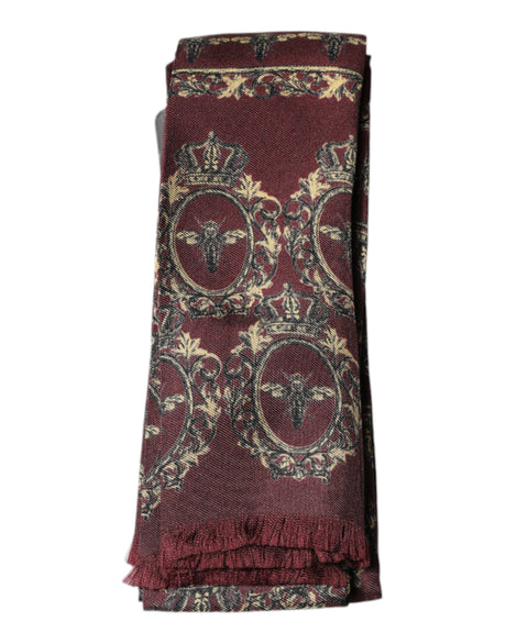 Dolce & Gabbana Bordeaux Printed Silk Neck Wrap Shawl Scarf