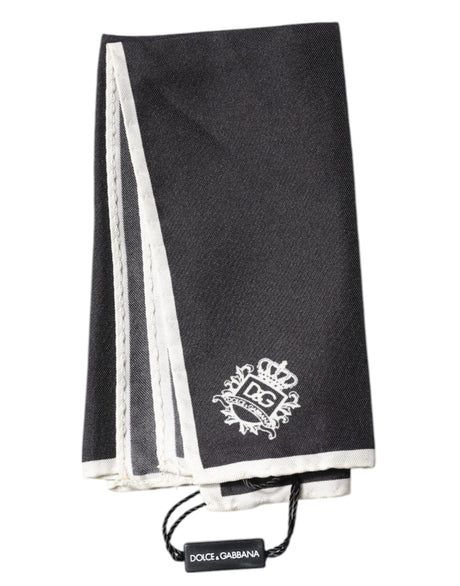 Dolce & Gabbana Black Crown Logo Square Handkerchief Scarf