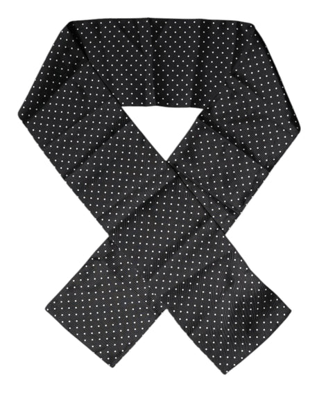 Dolce & Gabbana Black Polka Dots Silk Skinny Neck Wrap Scarf - Hilstor