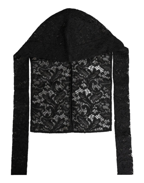Dolce & Gabbana Black Floral Lace Whole Head Wrap Hat - Hilstor