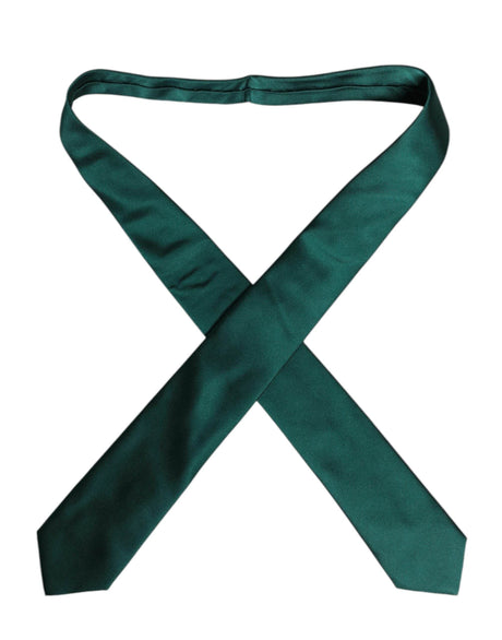 Dolce & Gabbana Green Solid Cotton Adjustable Necktie Tie - Hilstor