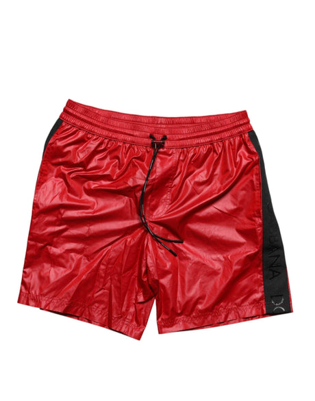Dolce & Gabbana Red Polyester Beachwear Shorts 2Pc Swimwear - Hilstor