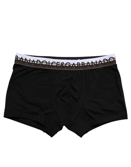 Dolce & Gabbana Black Cotton Stretch Regular Boxer Underwear - Hilstor