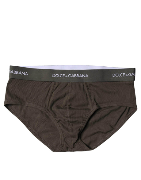Dolce & Gabbana Gray Cotton Men Mid Slip Brief Underwear - Hilstor